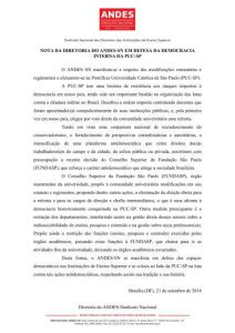 Nota da Diretoria do ANDES-SN em defesa da democracia interna da PUC-SP